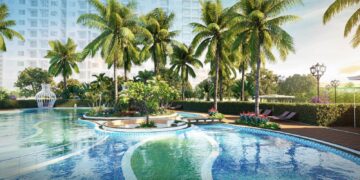 Hồ bơi ngoài trời Indochine Resort thiết kế như một ốc đảo nghỉ dưỡng 6* tại The Tonkin